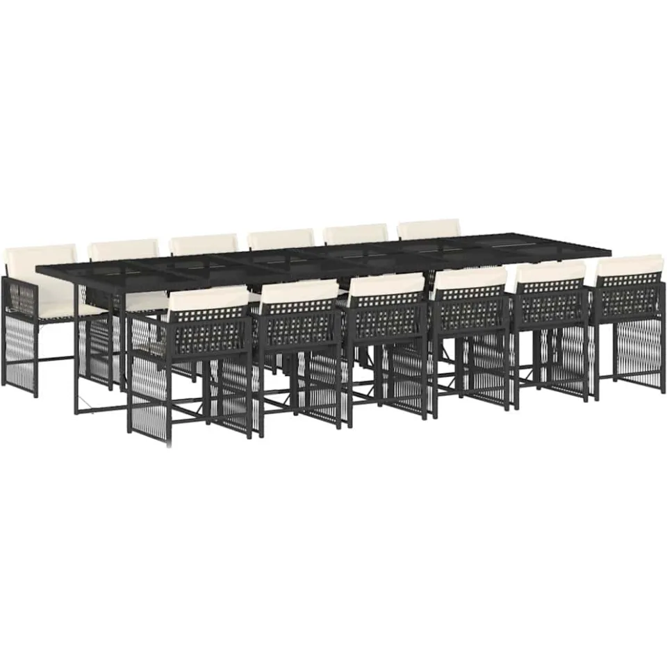 vidaXL 13-delige Tuinset met kussens poly rattan zwart, foto 3