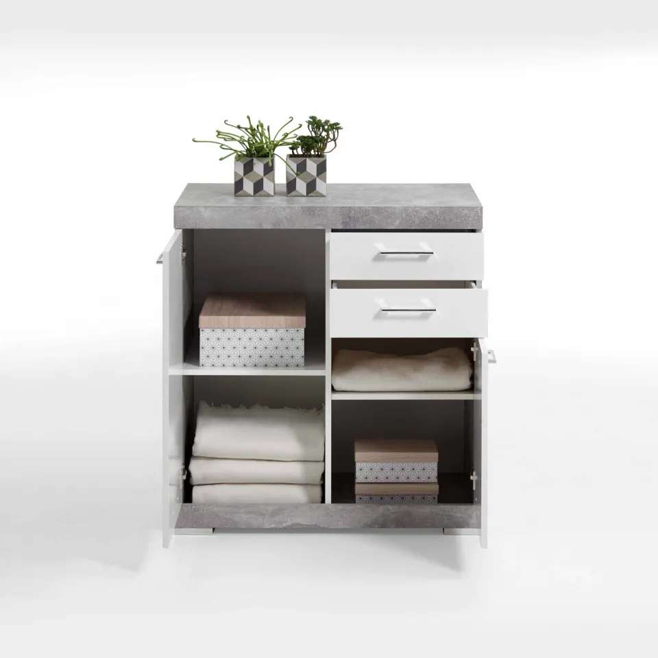 Opbergkast Hermes Beton 80x50x90 cm - 2 grijs | wit, foto 4