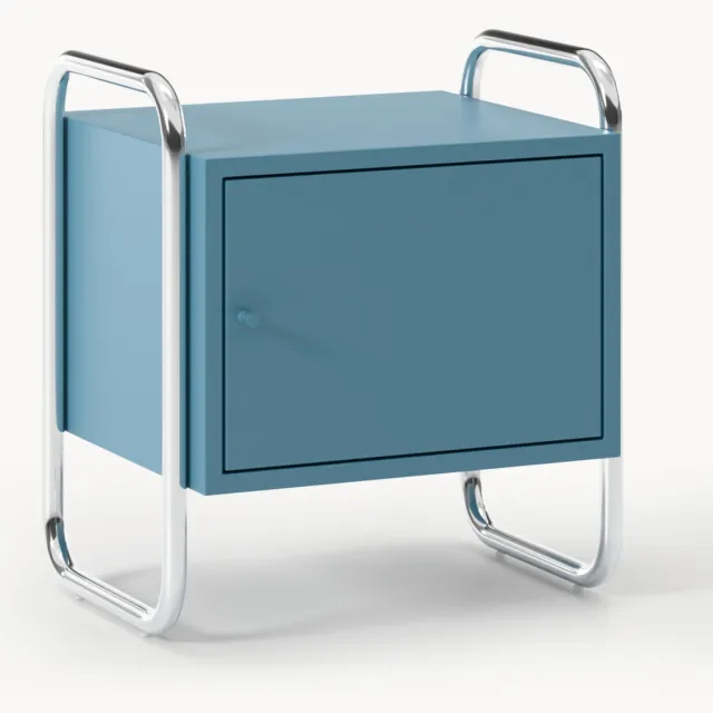 Westwing Collection Metalen nachtkastje Robyn, links- of rechtsdraaiend Blauw, Zilverkleurig