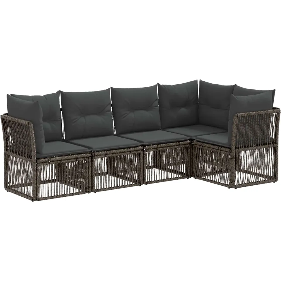 vidaXL Tuinbankenset 5 st 5-zits Grijs poly rattan, foto 3