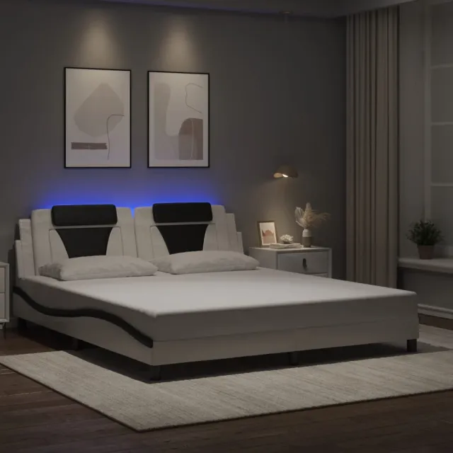 vidaXL Bedframe "Viana" met LED zonder matras wit en zwart 180x200 cm
