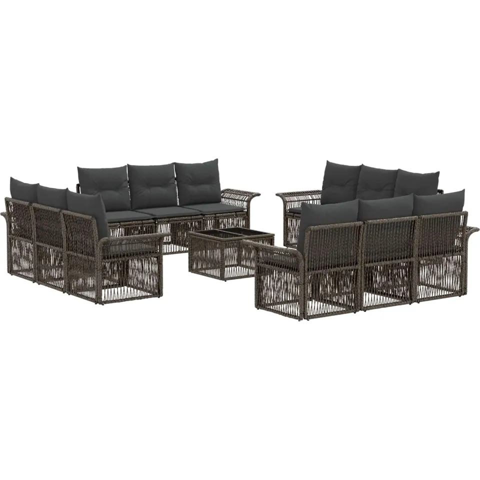 vidaXL Tuinbankenset 13 st Grijs poly rattan, foto 3