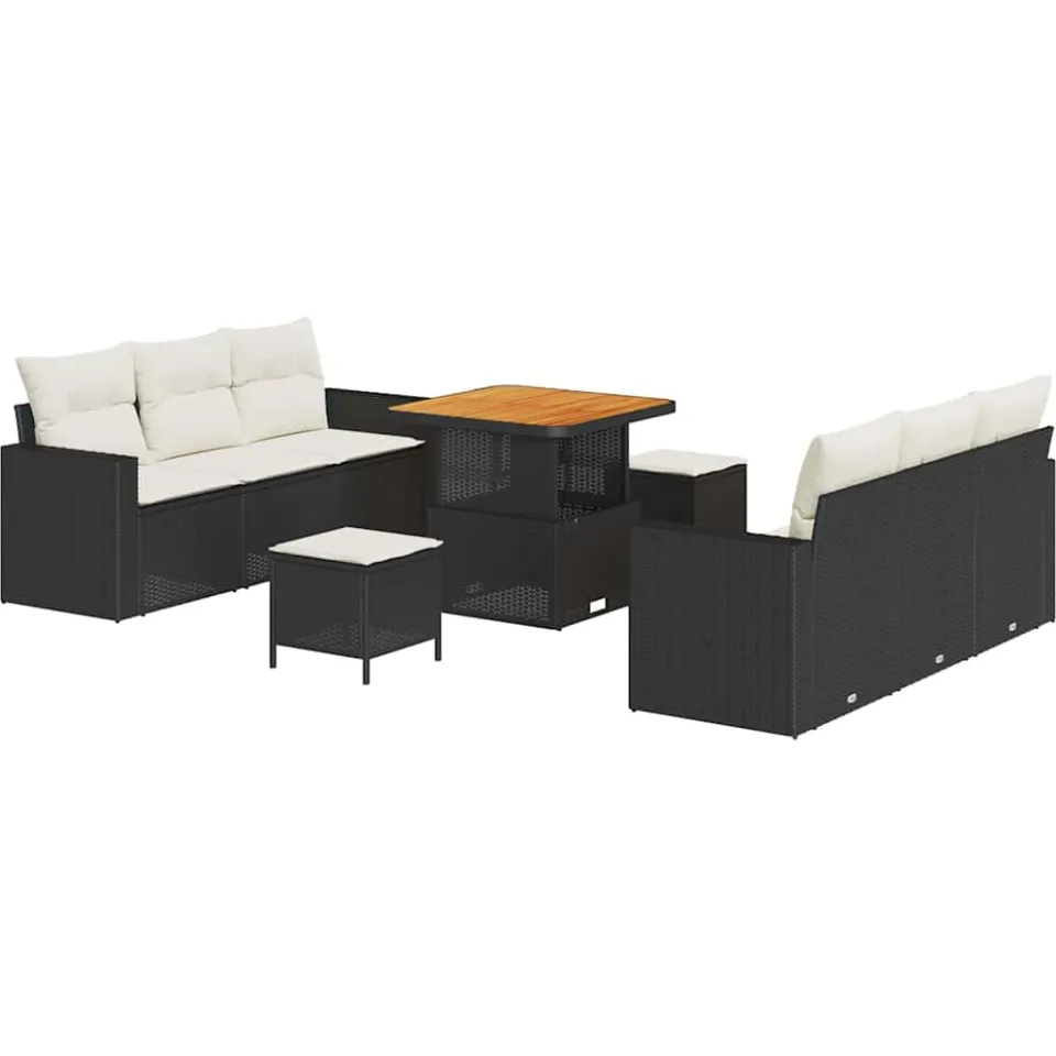 vidaXL Tuin Sofa Set 9 st Zwart poly rattan, foto 4
