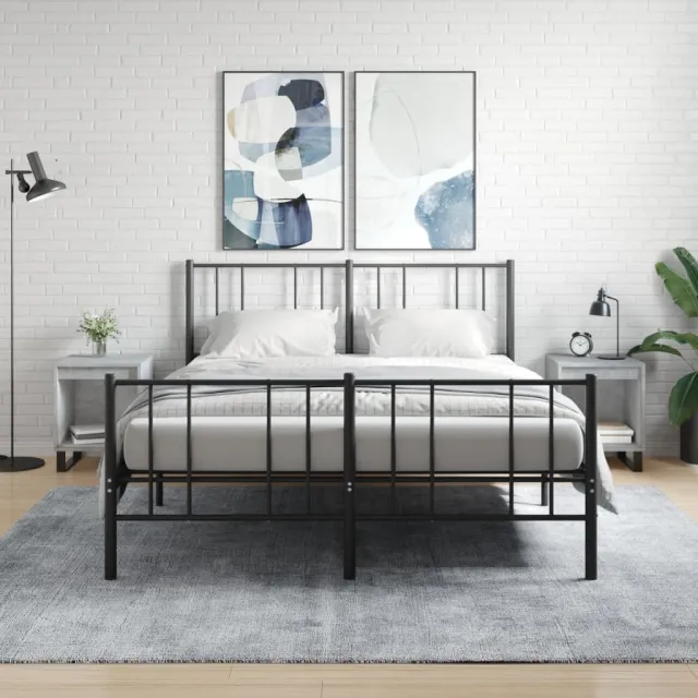 vidaXL Nachtkastjes 2 st 40x35x50 cm bewerkt hout betongrijs grijs, foto 2