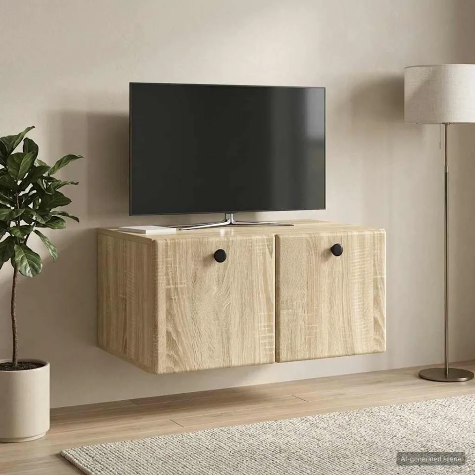 vidaXL Wandbeugel TV-kast 59,5 x 41 x 30 cm Sonoma Eiken Bewerkt hout, foto 4