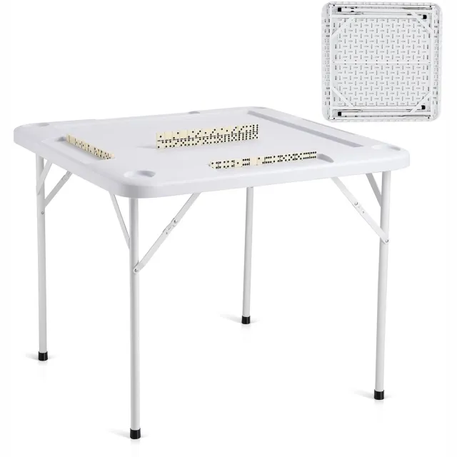 Unyqoos Opvouwbare speeltafel voor vier personen met bekerhouders en chipvakken Wit/Weelderige tuin