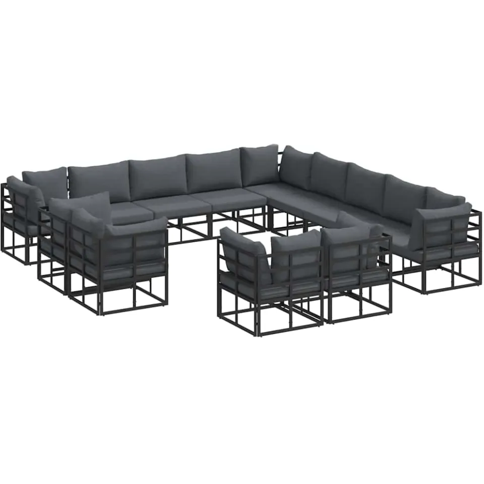vidaXL Tuinbankenset 13 st Zwart Aluminium, foto 3
