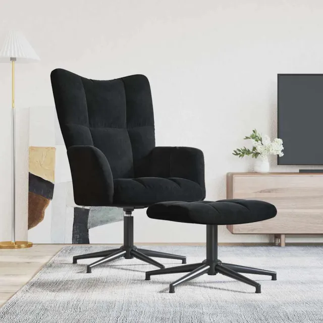 vidaXL Relaxstoel met voetenbank fluweel zwart