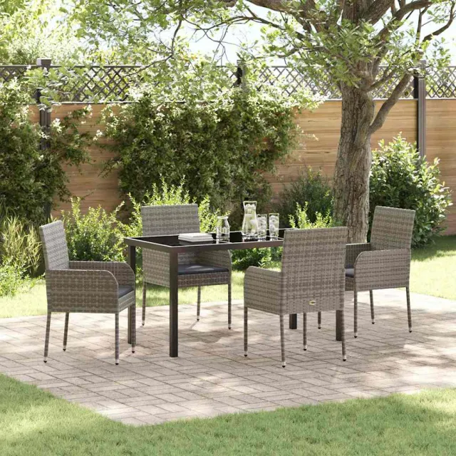vidaXL Tuin eettafelset 5 st Grijs poly rattan, foto 2