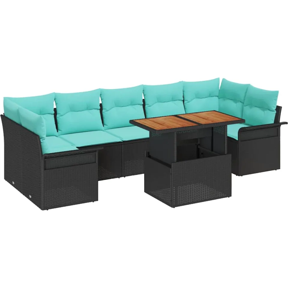 vidaXL Tuin Sofa Set 8 st Zwart Poly riet