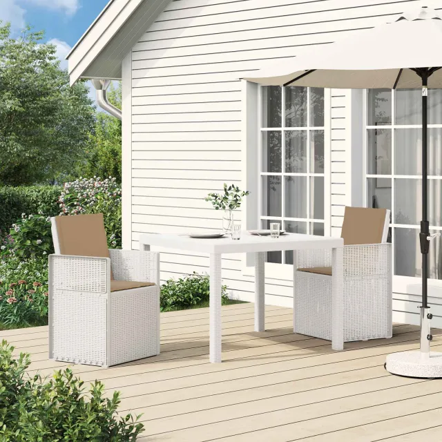 vidaXL Tuin eettafelset 3 st Wit en Taupe PP