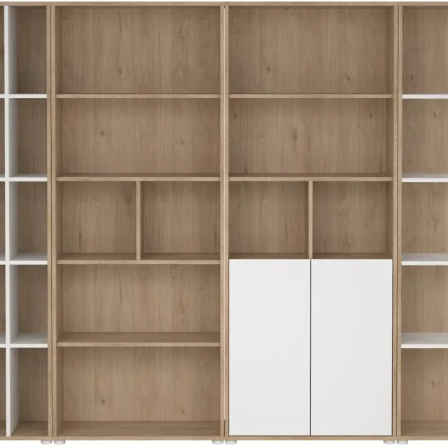 Giga Living Boekenkast Sign - Wit/Naturel - 241x34x205cm