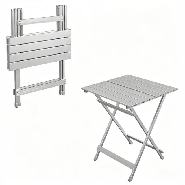 COVREO Picknicktafel 50,5 x 47 cm zilver, aluminium, opklapbaar Silver