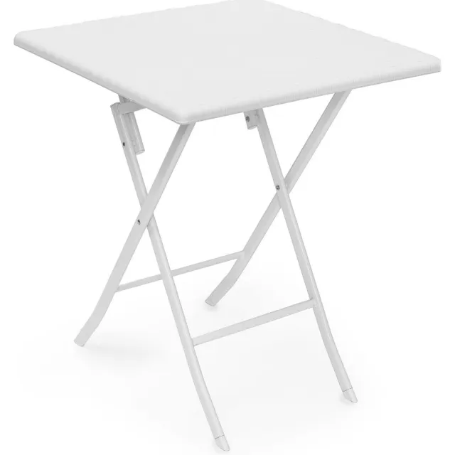 Relaxdays Tuintafel- 74 x 61,5 x 61,5 cm - inklapbaar - kunststof - metaal - vierkant - wit