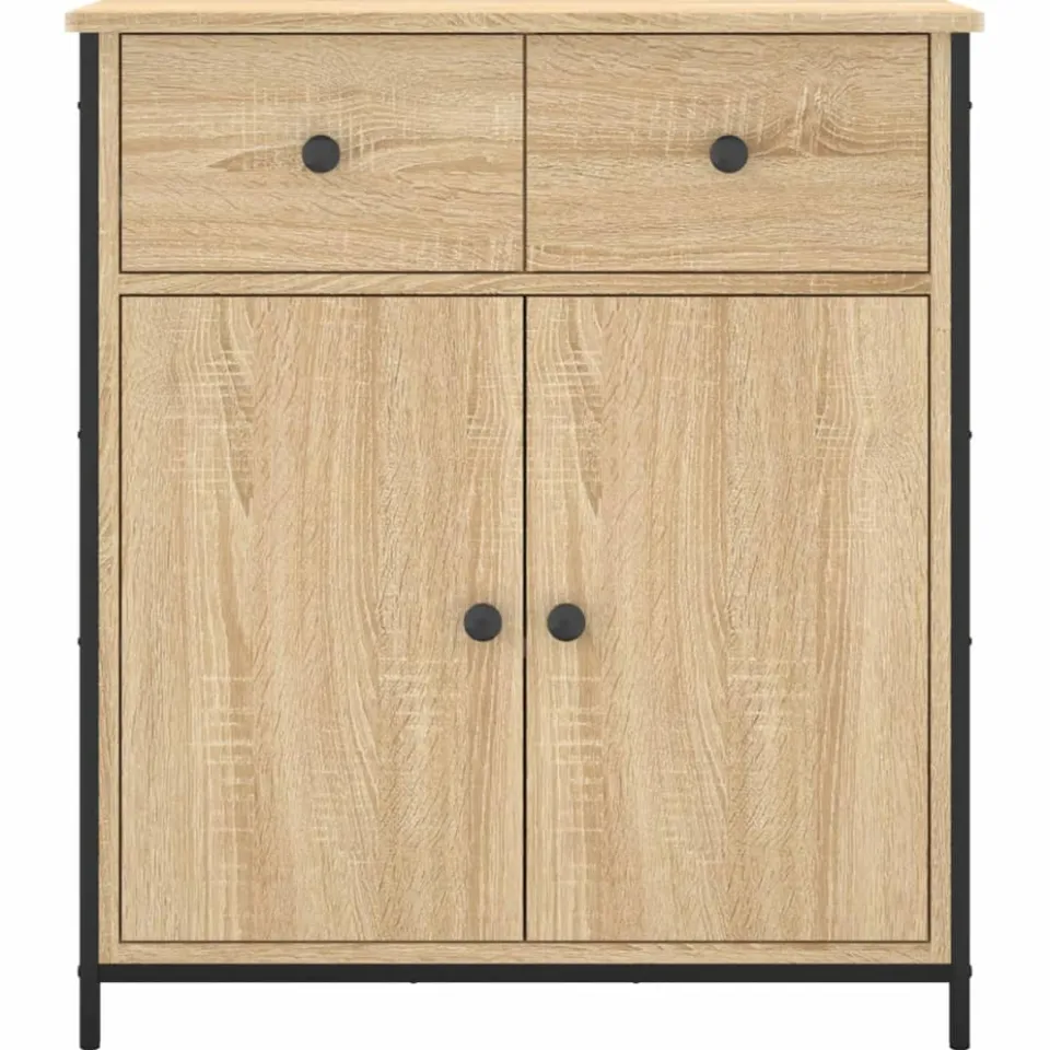 vidaXL Dressoir 70x30x80 cm bewerkt hout sonoma eikenkleurig, foto 4