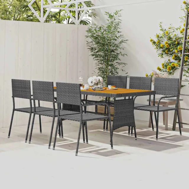 vidaXL 7-delige Tuinset poly rattan grijs, foto 2
