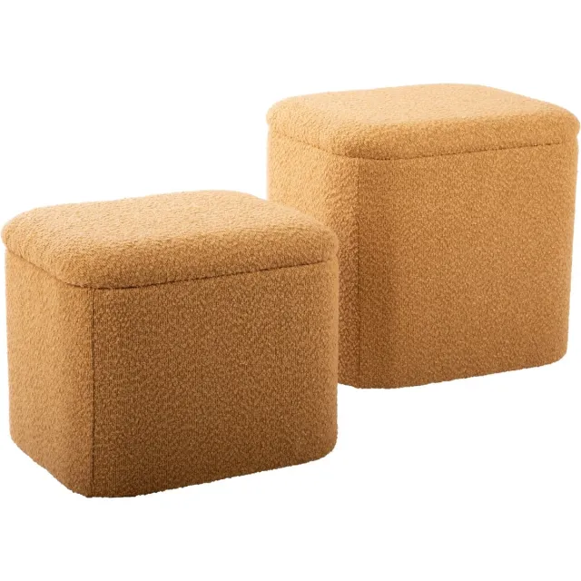 Leitmotiv Poef Ada Storage - Geel - 41x35x41cm - Scandinavisch