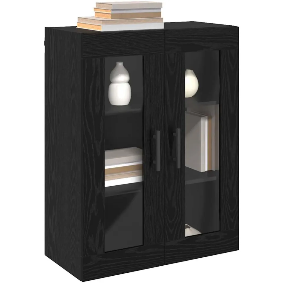 vidaXL Wandkast Zwart eiken 69.5 x 34 x 90 cm Bewerkt hout