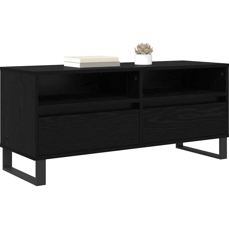 vidaXL TV-kast met lade Zwart Eiken 100 x 34,5 x 44,5 cm