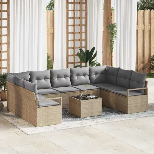 vidaXL Bankstel 10 st Beige poly rattan, foto 2