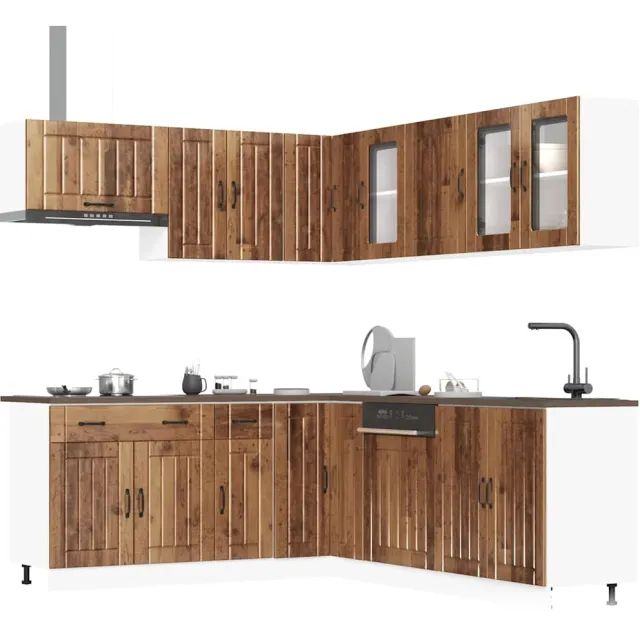 vidaXL 11-delige Keukenkastenset Lucca bewerkt hout oud houtkleurig Bruin