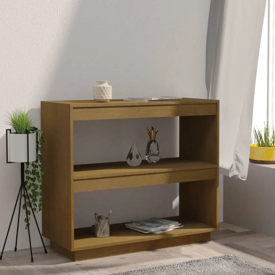 vidaXL Boekenkast 80x35x71 cm massief grenenhout honingbruin bruin, foto 3