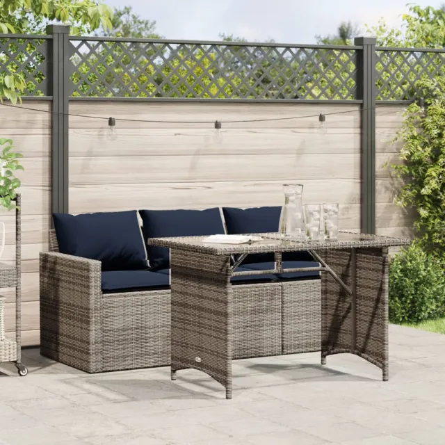 vidaXL 2-delige Tuinset met kussens poly rattan grijs, foto 2