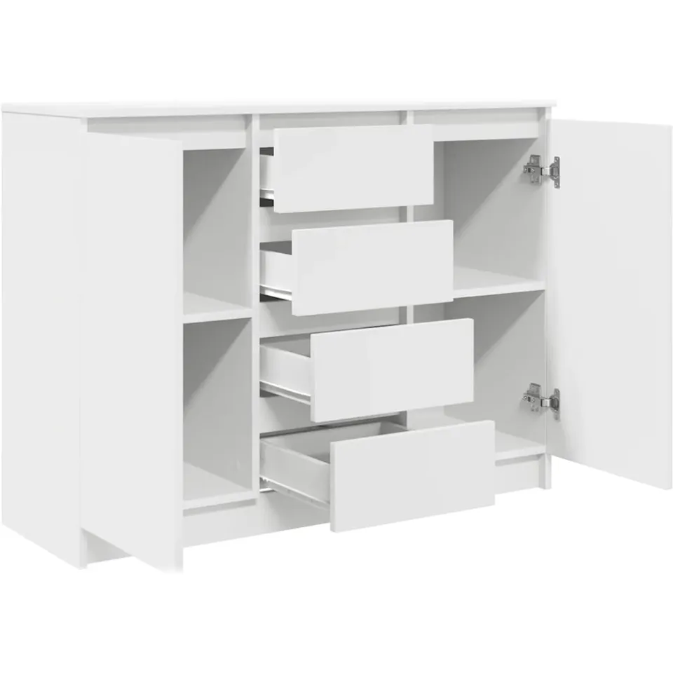 vidaXL Dressoir met lades 100,5x35x76 cm spaanplaat wit, foto 4