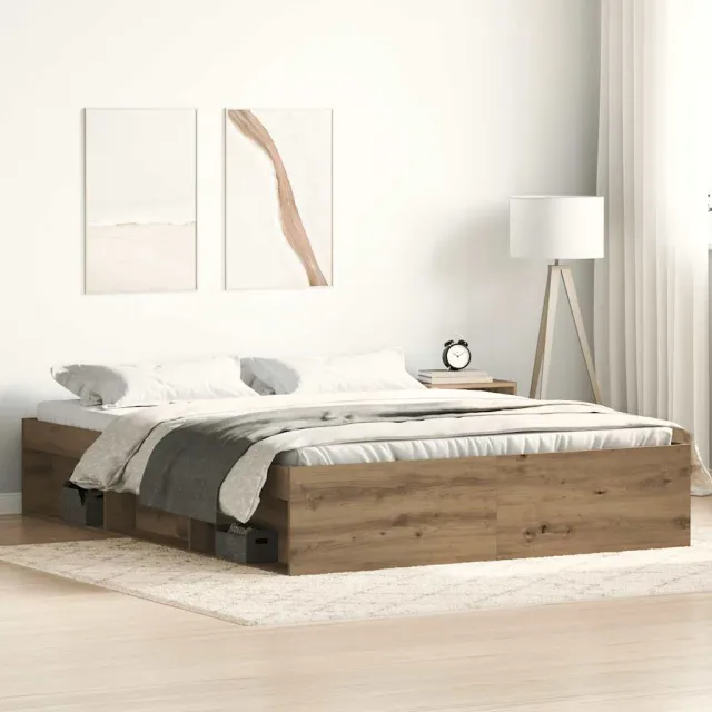 vidaXL Bedframe zonder matras spaanplaat artisanaal eikenkleurig