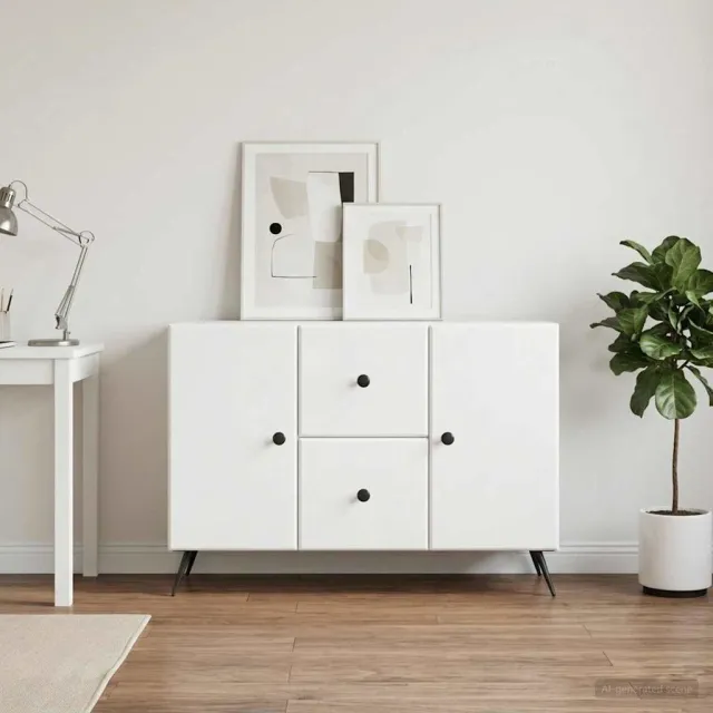 vidaXL Dressoir Wit 89 x 34,5 x 60 cm Bewerkt hout, foto 2