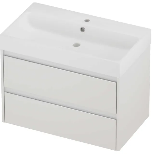 Proline Podium Badmeubelset Polystone Loft 1 Kraangat 80x46x62 cm Mat White Glans Wit