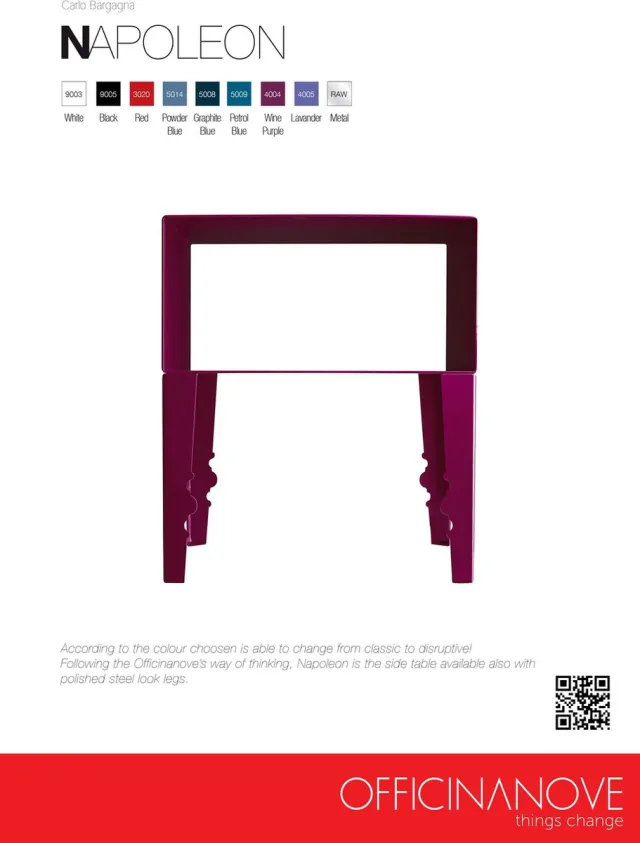 Officinanove Meubelen Bijzettafel Napoleon Chroom Look Onderstel - Edelstaal - Zwart