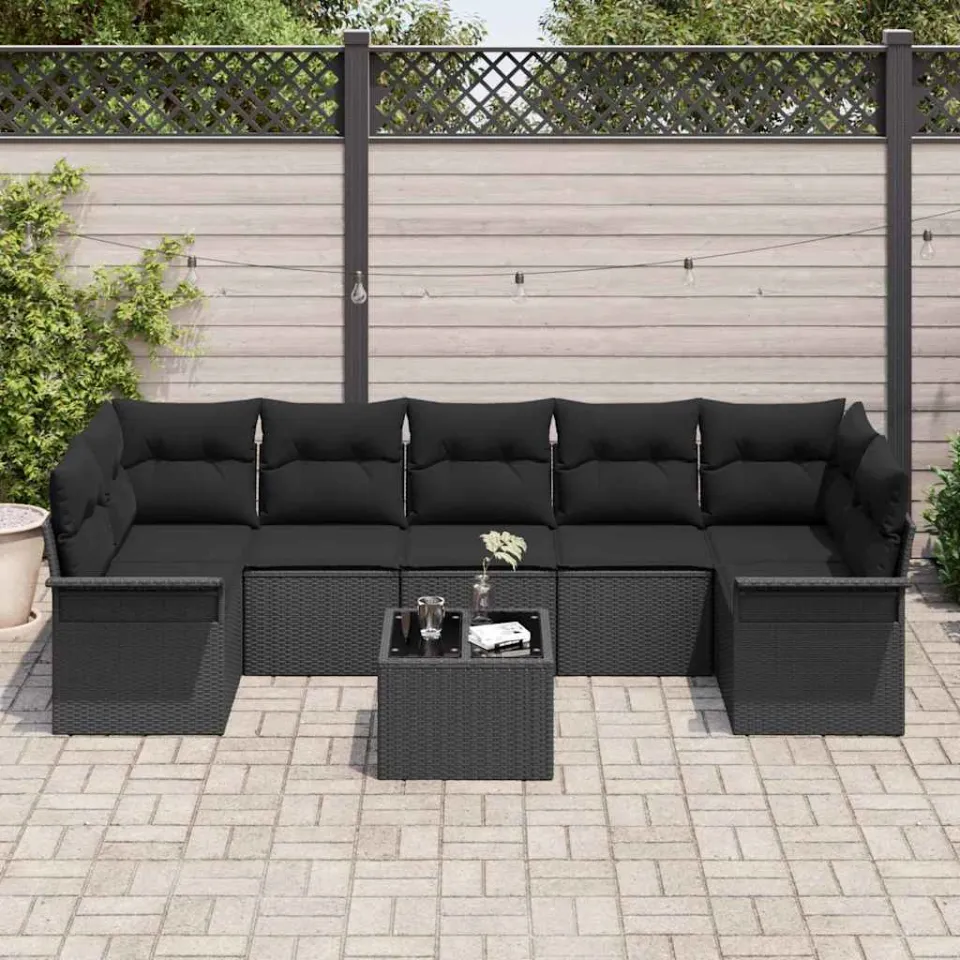 vidaXL Tuin Sofa Set 8 st Zwart poly rattan, foto 3