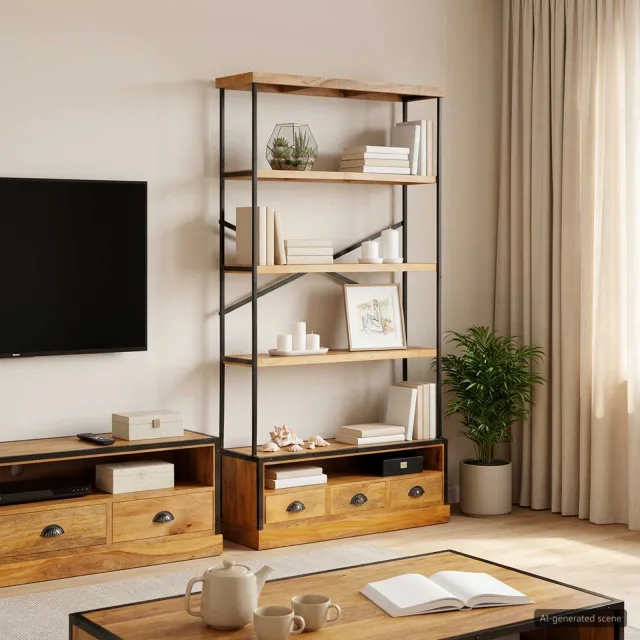 vidaXL Boekenkast met 5 niveaus Naturel 100 x 30 x 180 cm Bruin