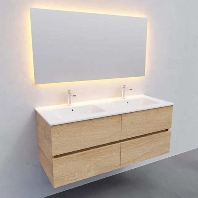 Boss & Wessing Badkamermeubel AQS Helsinki 120x46 cm Keramiek Dubbel Wood Washed Oak 4 Laden Boss & Wessing Houtlook