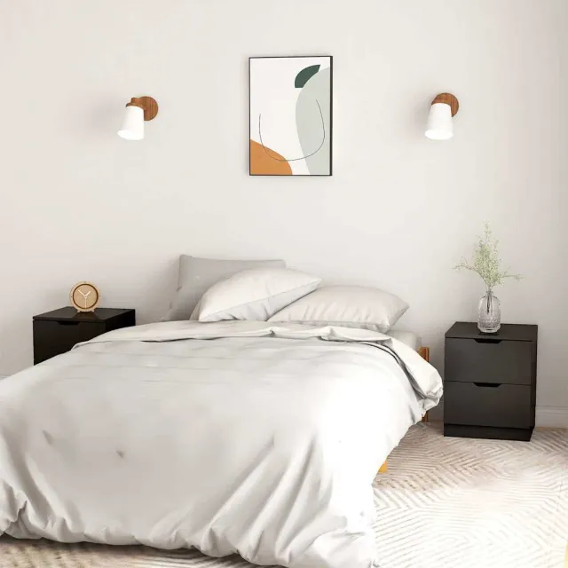 vidaXL Nachtkastjes 2 st 40x40x50 cm bewerkt hout zwart, foto 2