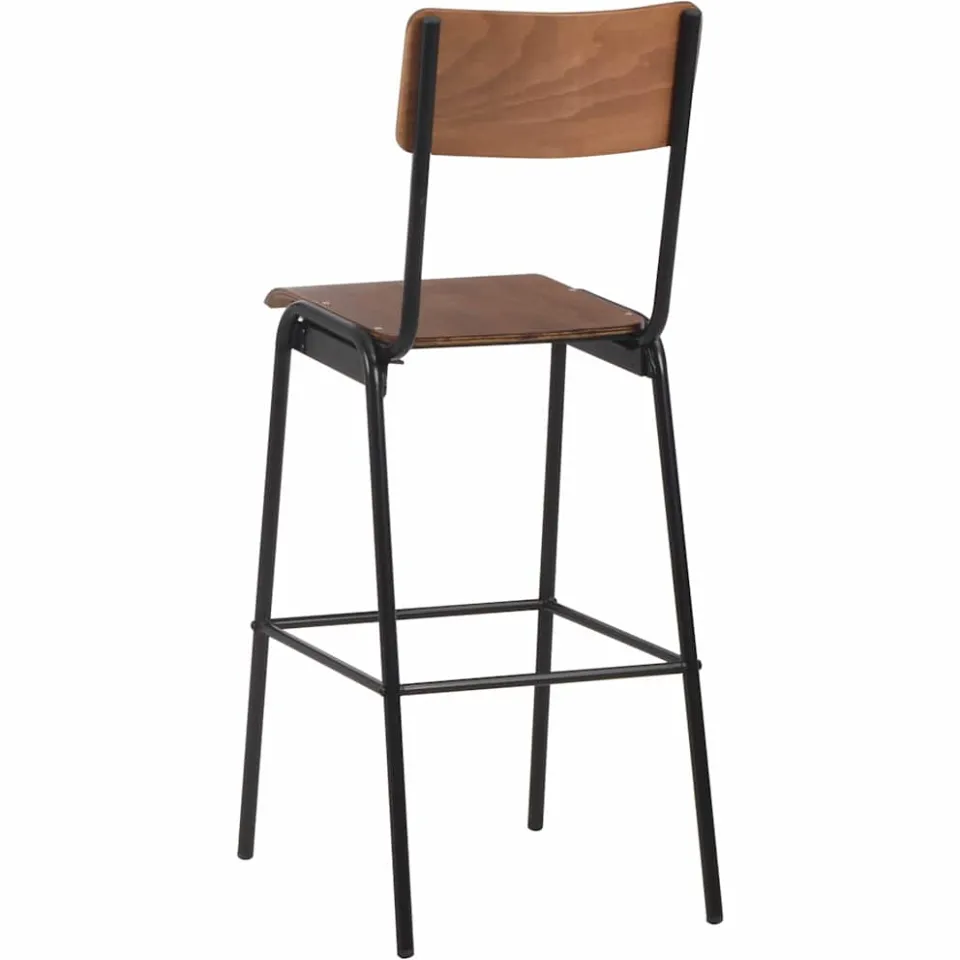 vidaXL Barstoelen 6 st massief multiplex staal zwart, foto 4