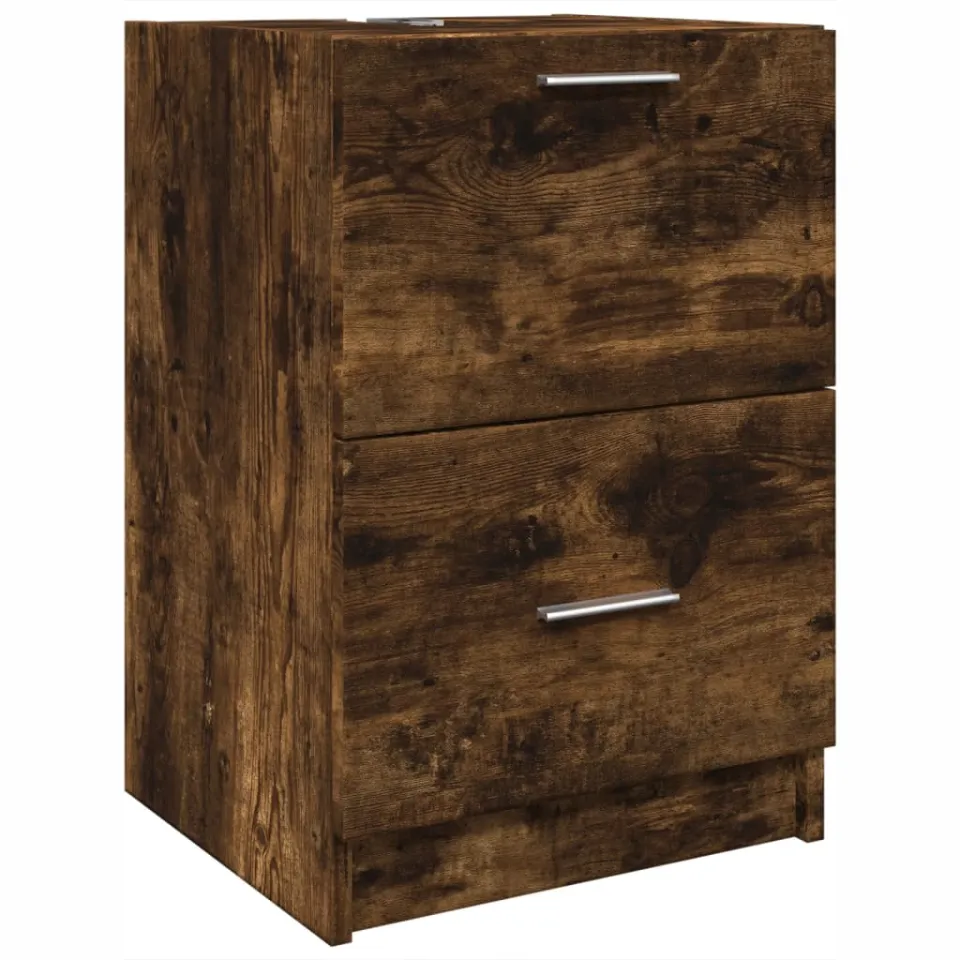 vidaXL Wastafelkast 40x37x59 cm bewerkt hout gerookt eikenkleurig Bruin