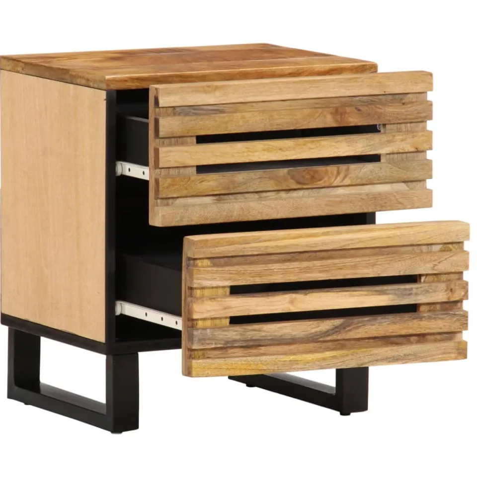 vidaXL Nachtkastje 40x34x46 cm massief ruw mangohout bruin, foto 4