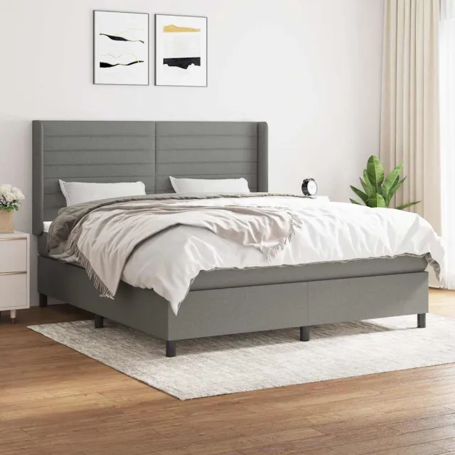 vidaXL Boxspring met matras stof donkergrijs 160x200 cm grijs