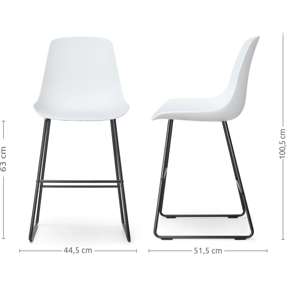 Nolon Nino-Pip barkruk wit - zwart onderstel - 65 cm, foto 3