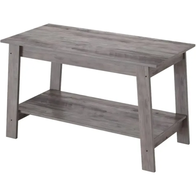 Happiq Salontafel met Opbergplank - Bruin Hout en Zwart Metaal - voor woonkamer en loungehoek - 3,5 l Grijs