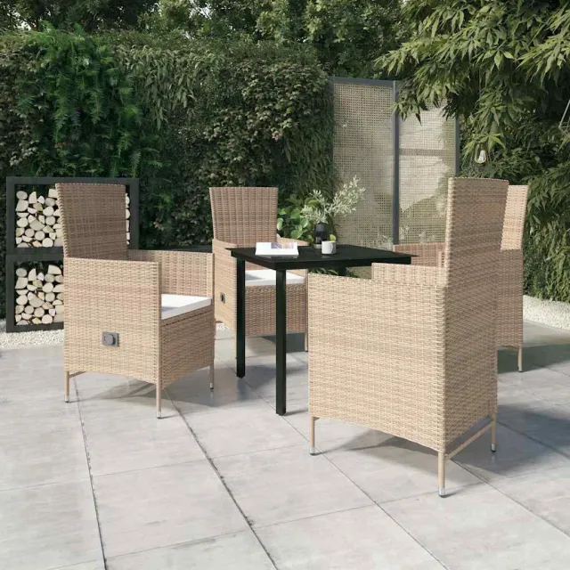 vidaXL 5-delige Tuinset met kussens beige, foto 2