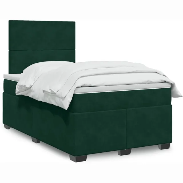 vidaXL Boxspring met matras fluweel donkergroen 120x190 cm groen