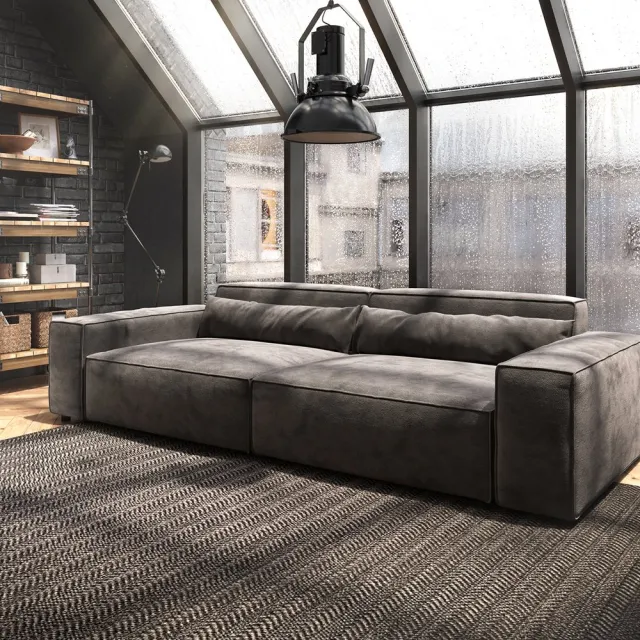 DELIFE Big-sofa Sirpio XL 270x130 cm microvezel kaki bruin
