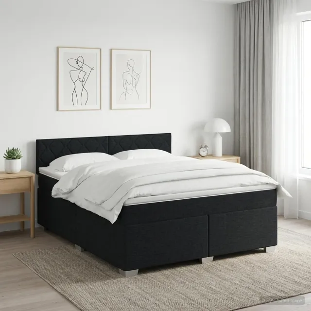 vidaXL Boxspringbed met matras met hoofdeinde Zwart 160 x 200 cm Stof