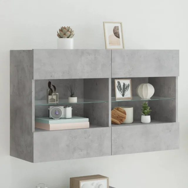vidaXL Tv-wandmeubel met LED-verlichting 98,5x30x60,5 cm betongrijs grijs, foto 2