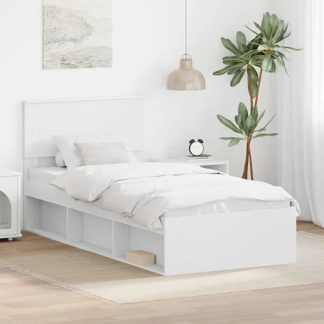 vidaXL Bedframe met hoofdeinde Wit 90 x 190 cm Bewerkt hout