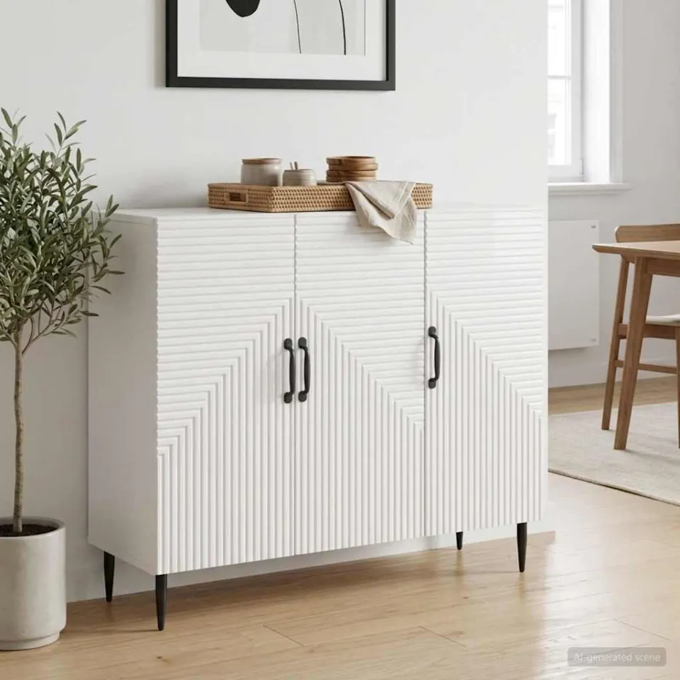 vidaXL Dressoir Hoogglans Wit 89 x 34,5 x 80 cm Bewerkt hout, foto 3