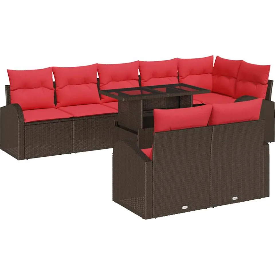 vidaXL Tuin Sofa Set 9 st Bruin Poly riet